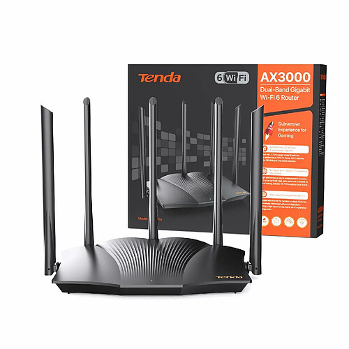 Tenda Routeur WiFi 6 RX12 Pro, Router WiFi AX3000 Bi-Bande, 5 * 6dBi Antennes à Haut Puissance ?Large Couverture?Ports Ethernet LAN/WAN sans Configuration, Gestion Intelligente des Visiteurs