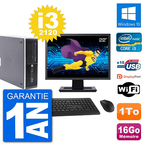 PC HP Compaq Pro 6300 SFF Ecran 22" i3-2120 RAM 16Go Disque 1To Windows 10 Wifi · Occasion