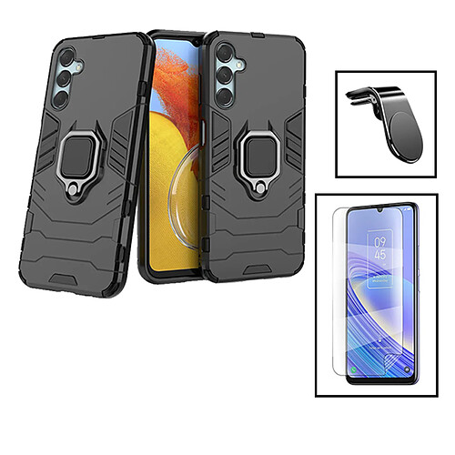 PHONECARE Kit Film Hydrogel Full Cover Avant + Coque 3X1 Military Defender + Support Magnétique L pour Samsung Galaxy M34 5G - Noir