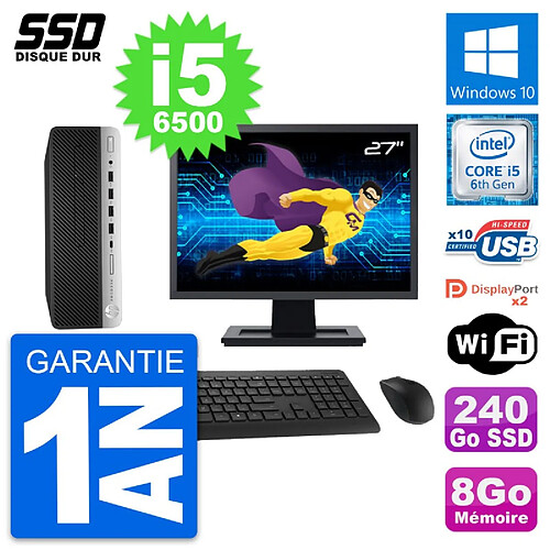 PC HP ProDesk 600 G3 SFF Ecran 27" i5-6500 RAM 8Go SSD 240Go Windows 10 Wifi · Occasion