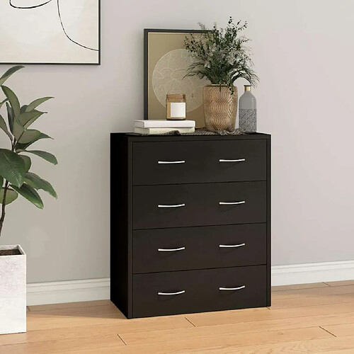 Maison Chic Buffet commode,console avec 4 tiroirs pour rangement 60x30,5x71 cm Noir -MN95355