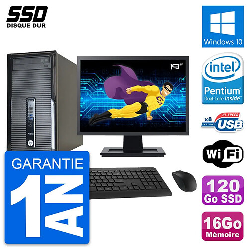 PC Tour HP 400 G1 Ecran 19" Intel G3220 RAM 16Go SSD 120Go Windows 10 Wifi · Occasion