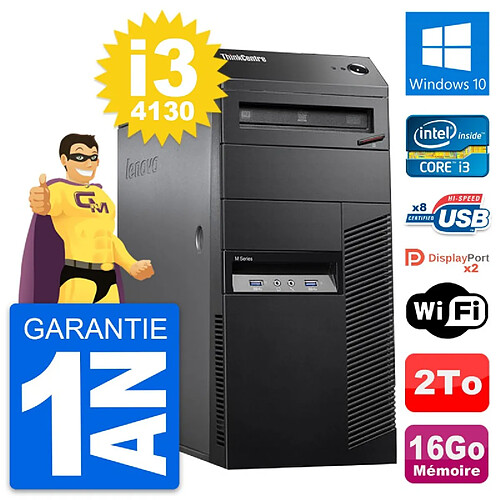 PC Tour Lenovo ThinkCentre M83 Intel i3-4130 RAM 16Go Disque 2To Windows 10 Wifi · Occasion