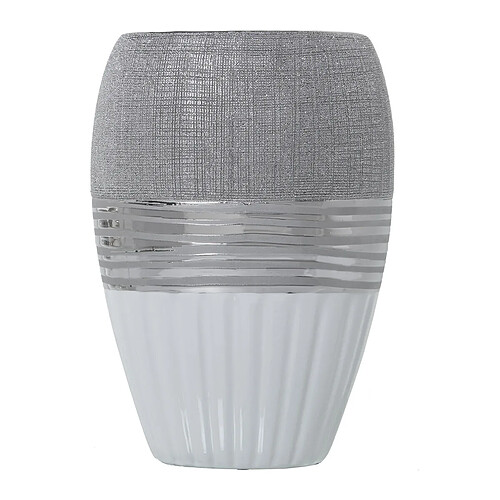 Vase Alexandra House Living Blanc Argenté Céramique 13 x 18 x 26 cm