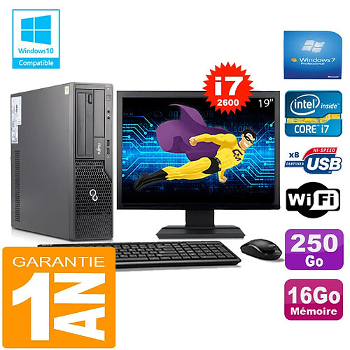 PC Fujitsu Esprimo E500 E85+ SFF I7-2600 RAM 16Go Disque 250Go Wifi W7 Ecran 19" · Occasion