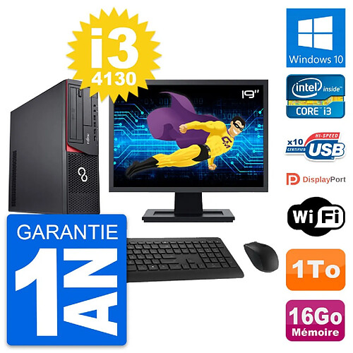 PC Fujitsu E920 DT Ecran 19" Intel i3-4130 RAM 16Go Disque 1To Windows 10 Wifi · Occasion