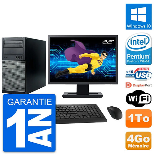 PC Tour Dell 790 MT Ecran 22" Intel G630 RAM 4Go Disque Dur 1To Windows 10 Wifi · Occasion