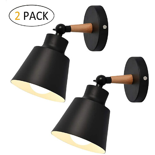 Stoex Lot de 2 Applique Murale Créative Luminaires Moderne E27 Edison Industrielle en Métal Loft Lampe Noir, Rétro Lampe de mural Cage Métal Wall Light Salle à Manger Salon Chambre Couloir B