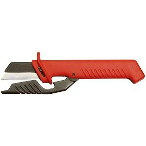 KNIPEX Couteau d'électricien VDE, manche en matière plastique, avec protection contre le glissement, Long. : 185 mm, Long. de la lame 50 mm