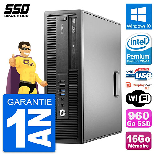 PC HP EliteDesk 800 G2 SFF Intel G4400 RAM 16Go SSD 960Go Windows 10 Wifi · Occasion