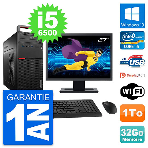 PC Tour Lenovo M700 Ecran 27" Intel i5-6500 RAM 32Go Disque 1To Windows 10 Wifi · Occasion