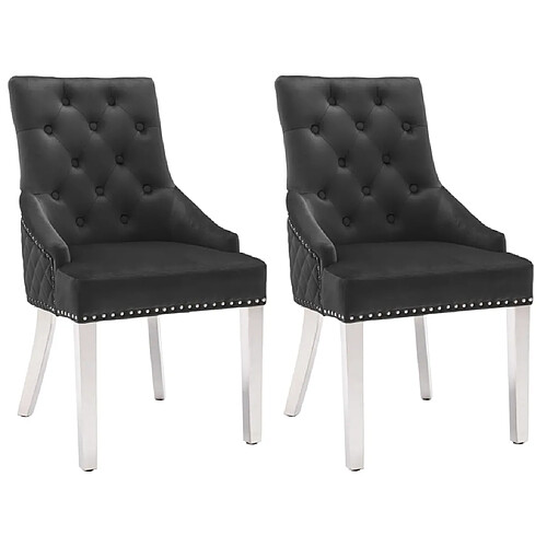 vidaXL Chaises à manger lot de 2 noir velours