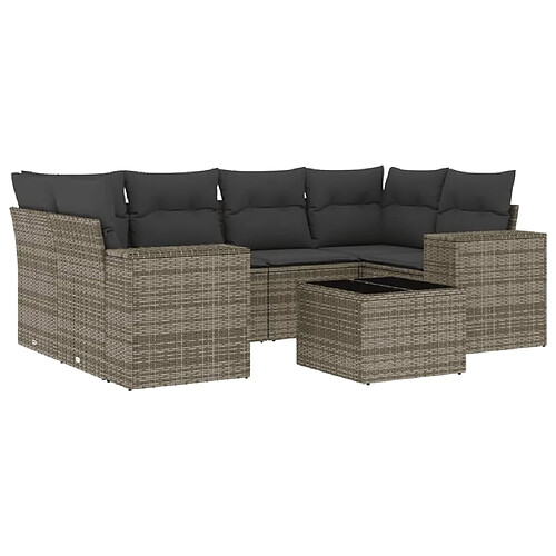 Maison Chic Salon de jardin avec coussins 7 pcs, Ensemble Tables et chaises de jardin, gris résine tressée -GKD671992