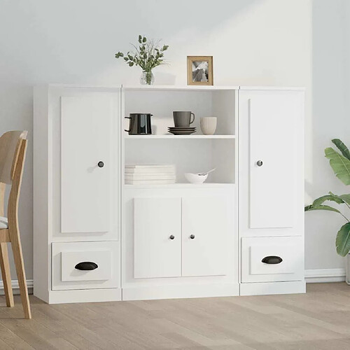 Maison Chic Ensemble de 3 Buffets,commode,console pour rangement blanc bois d'ingénierie -MN17478