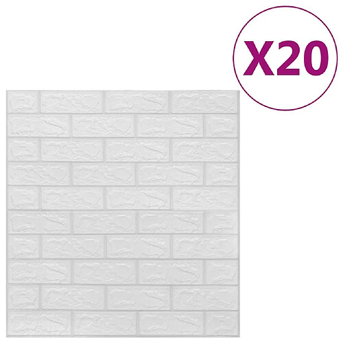 vidaXL Papier peint 3D autoadhésif Briques 20 pcs Blanc