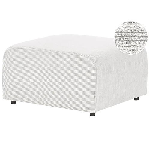 Beliani Ottoman en velours côtelé blanc 75 x 74 cm FALSTERBO