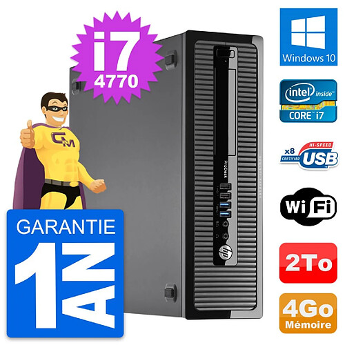 PC HP ProDesk 400 G1 SFF Intel i7-4770 RAM 4Go Disque Dur 2To Windows 10 Wifi · Occasion