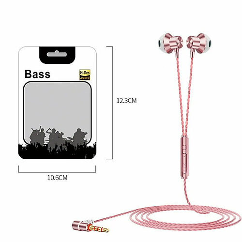 Casque 3,5 Mm En Forme De L Prise À Angle Droit À 90 Degrés Casque De Basse Stéréo Contrôle De Fil Écouteurs Intra-Auriculaires Rose