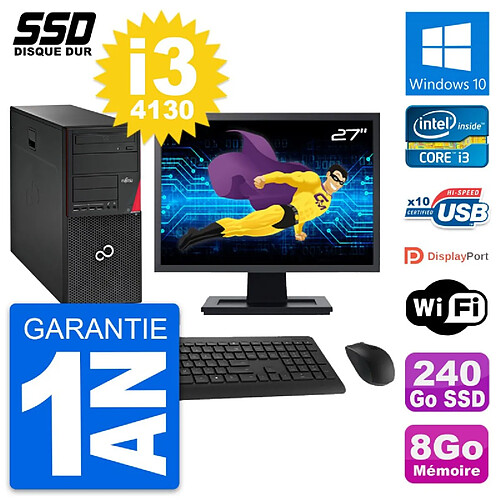 PC Tour Fujitsu P720 Ecran 27" Intel i3-4130 RAM 8Go SSD 240Go Windows 10 Wifi · Occasion