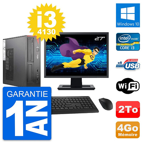 PC Fujitsu E520 DT Ecran 27" Intel i3-4130 RAM 4Go Disque 2To Windows 10 Wifi · Occasion