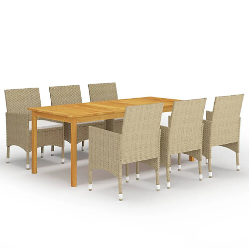 vidaXL Ensemble à manger de jardin 7 pcs Beige