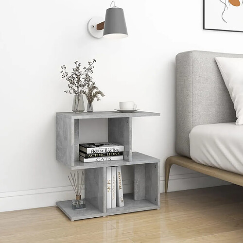 Maison Chic Table de chevet,Table de nuit,Table d'appoint pour salon Gris béton 50x30x51,5 cm Aggloméré -MN95289