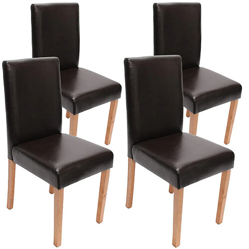 Decoshop26 Lot de 4 chaises de salle à manger cuisine en cuir marron pieds en bois clair design moderne 04_0000557