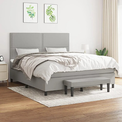 vidaXL Sommier à lattes de lit avec matelas Gris clair 160x200cm Tissu