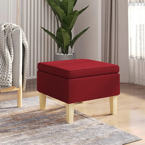 vidaXL Tabouret avec pieds en bois Rouge bordeaux Tissu