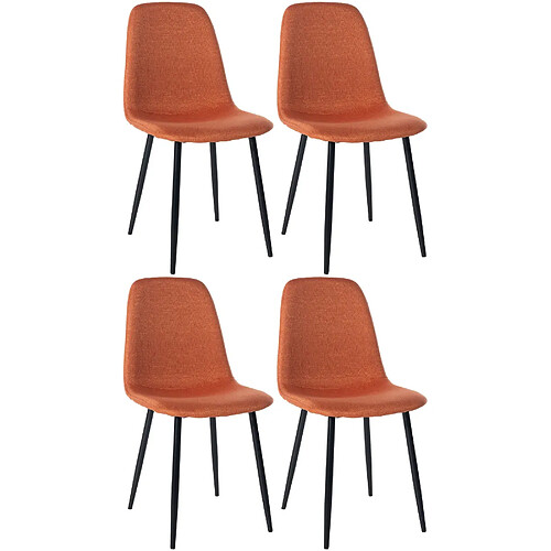 Decoshop26 Lot de 4 chaises de salle à manger design simple avec pieds en métal noir assise en tissu orange 10_0001836