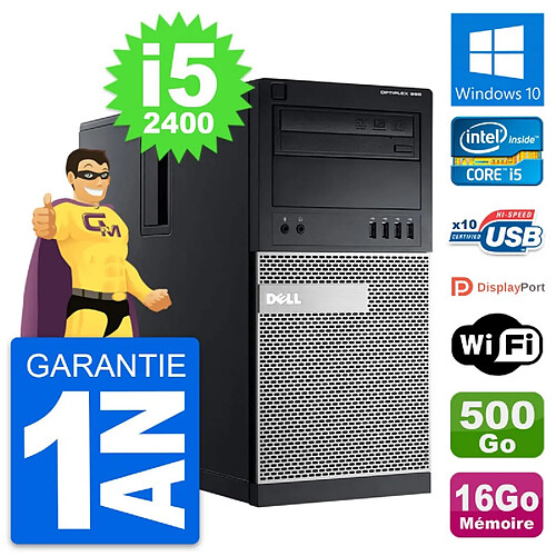 PC Tour Dell OptiPlex 990 Intel i5-2400 RAM 16Go Disque 500Go Windows 10 Wifi · Occasion