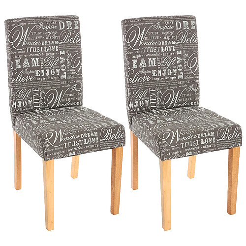 Mendler Lot de 2 chaises de séjour Littau ~ tissu gris words fabric, pieds clairs