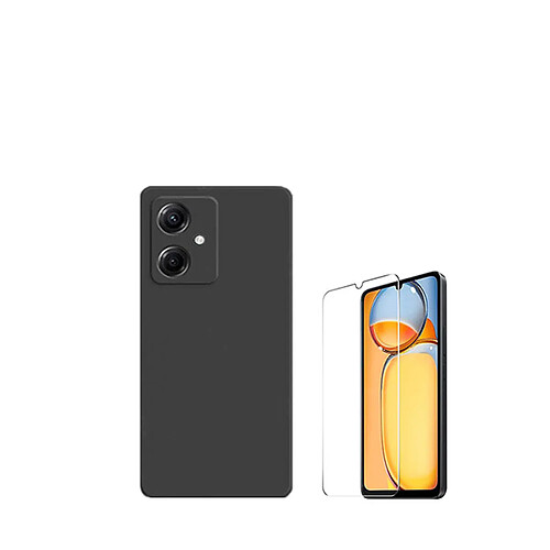 Kit de film en verre trempé de la couverture de 5D + couvercle de silicone liquide Phonecare pour Xiaomi Redmi 13C 5G - le noir