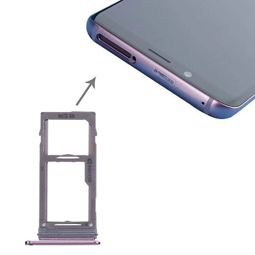 Wewoo Tiroir de Carte SIM Violet pour Samsung Galaxy S9 + / S9 SIM et Micro SD Pièce détachée