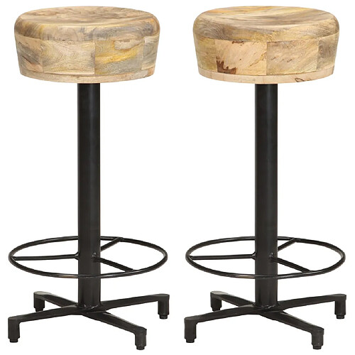 vidaXL Tabourets de bar lot de 2 66 cm bois de manguier massif