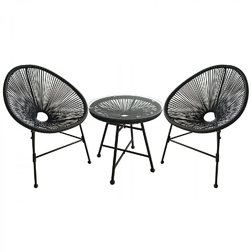 Concept Usine Salon de jardin 2 fauteuils oeuf + table basse gris ACAPULCO