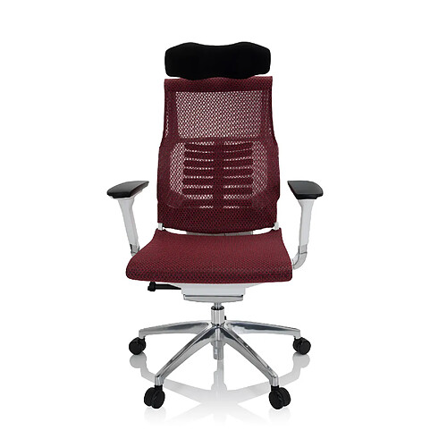 Chaise de bureau / Fauteuil de bureau DYNAFIT WHITE tissu maille rouge hjh OFFICE