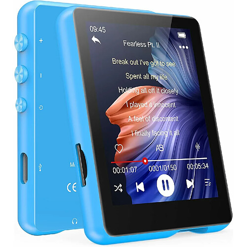 Vendos85 Lecteur MP3 de 2,4 pouce 32 go Bluetooth 5.0 bleu