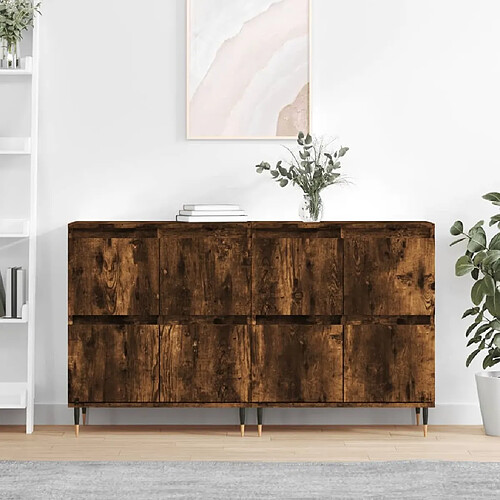 Maison Chic Ensemble de 2 Buffets,commode,console pour rangement chêne fumé bois d'ingénierie -MN28923