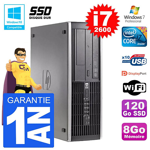 PC HP 6200 SFF Intel i7-2600 RAM 8Go SSD 120Go Graveur DVD Wifi W7 · Occasion