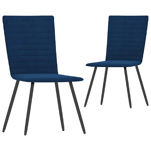 Decoshop26 Lot de 2 chaises de salle à manger cuisine design moderne velours bleu CDS020258