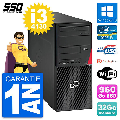 PC Tour Fujitsu Esprimo P720 Intel i3-4130 RAM 32Go SSD 960Go Windows 10 Wifi · Occasion