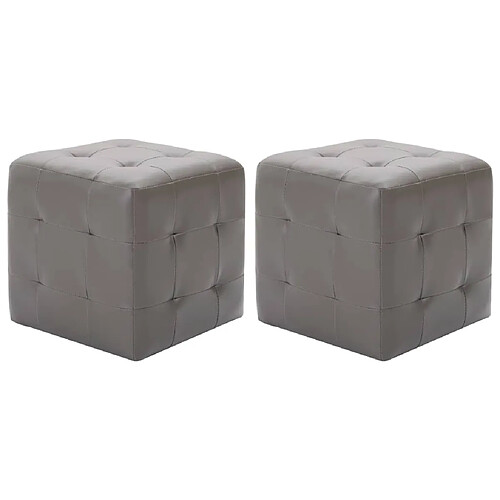 vidaXL 2 pcs Tables de chevet Gris 30x30x30 cm Similicuir