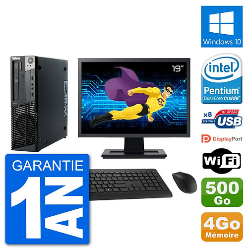 PC Lenovo M92p SFF Ecran 19" Intel G630 RAM 4Go Disque 500Go Windows 10 Wifi · Occasion