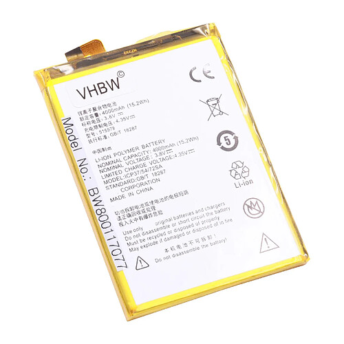 vhbw Li-Polymère batterie 4000mAh (3.8V) pour téléphone portable mobil smartphone ZTE Q519T, Yuanhang 2, Yuanhang 2 TD-LTE