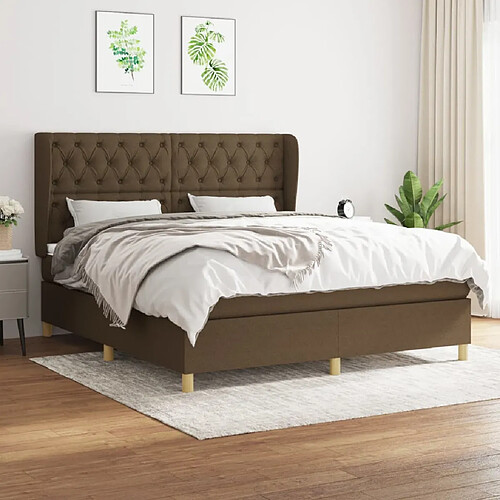 vidaXL Sommier à lattes de lit avec matelas Marron foncé 160x200 cm