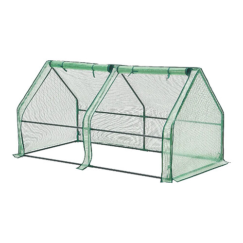 Helloshop26 Châssis de jardin nissewaard à 2 fenêtres en acier et polyéthylène 180 x 90 x 90 cm vert 03_0008269