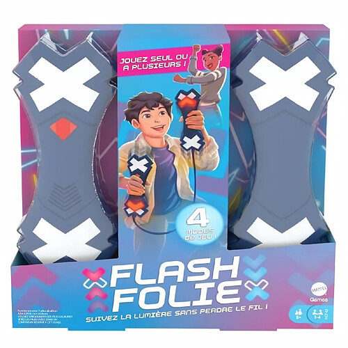 Mattel Games - Flash Folie, jeu électronique avec 2 manettes vocales et lumineuses - Jeu de société et de réflexes - Des 8 ans