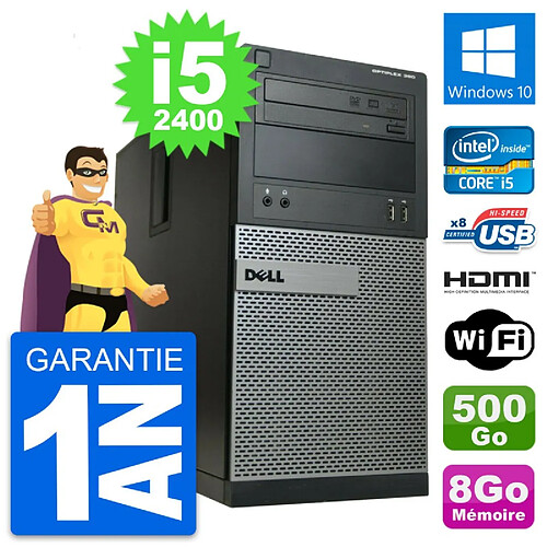 PC Tour Dell OptiPlex 390 MT i5-2400 RAM 8Go Disque 500Go HDMI Windows 10 Wifi · Occasion