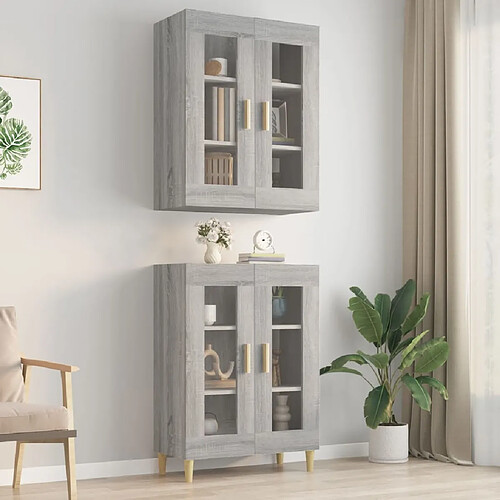 Maison Chic Armoire murale suspendue,Meuble de Rangement pour salon,cuisine Sonoma gris 69,5x34x90 cm -MN43630